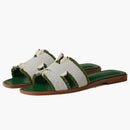 Hermes Oran Sandal Vert Canvas