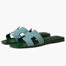 Hermes Oran Sandal Vert D'Eau Suedekkin