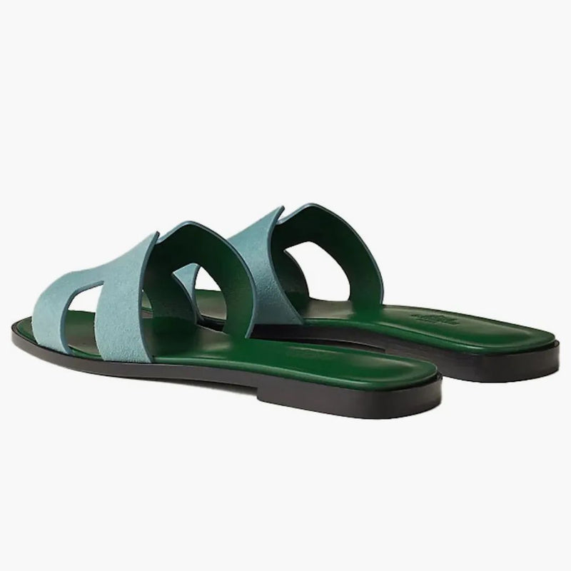 Hermes Oran Sandal Vert d'Eau Suede Goatskin