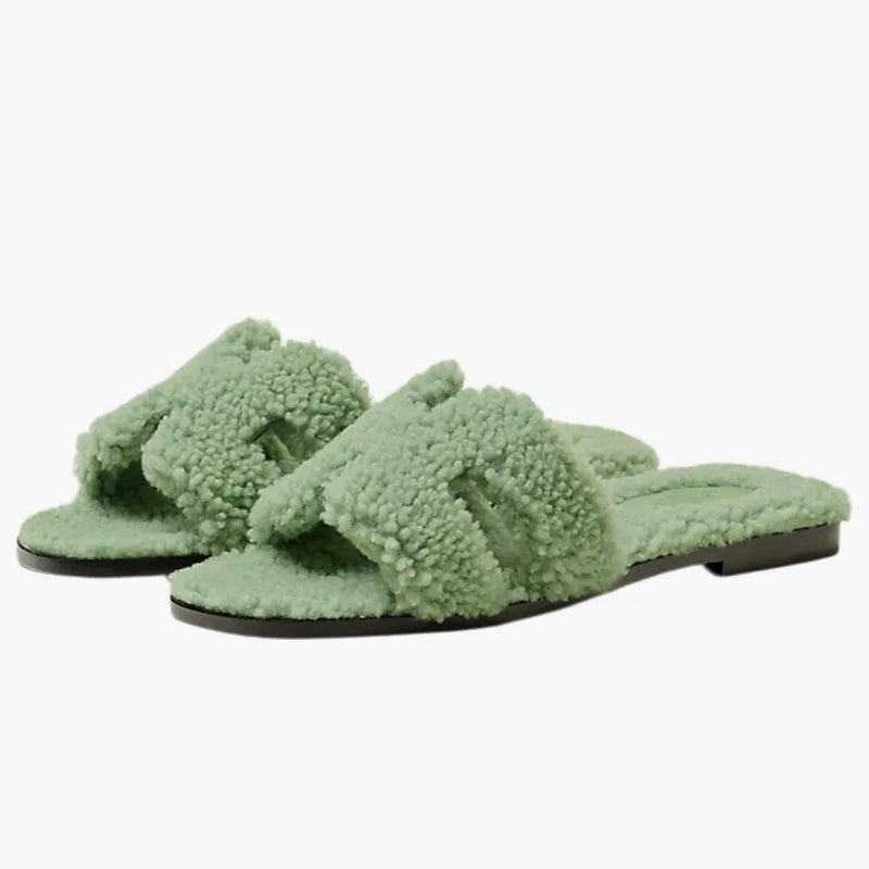 Hermes Oran Sandal Vert d'Eau Woolskin