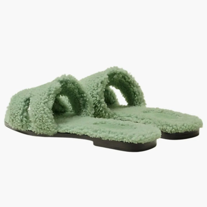 Hermes Oran Sandal Vert d'Eau Woolskin
