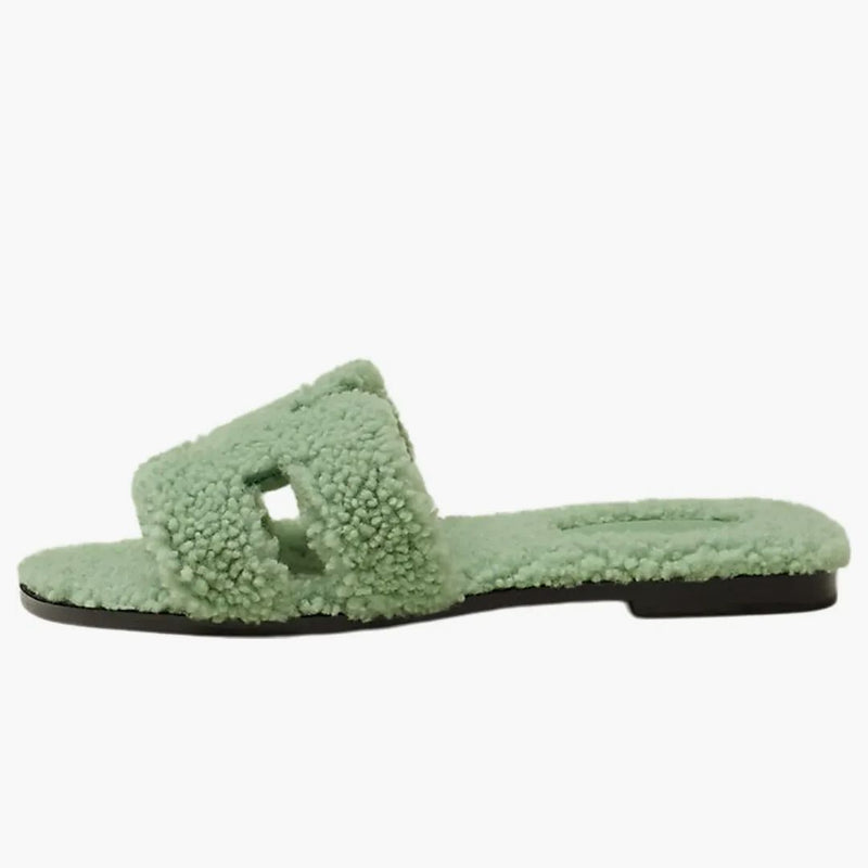 Hermes Oran Sandal Vert d'Eau Woolskin