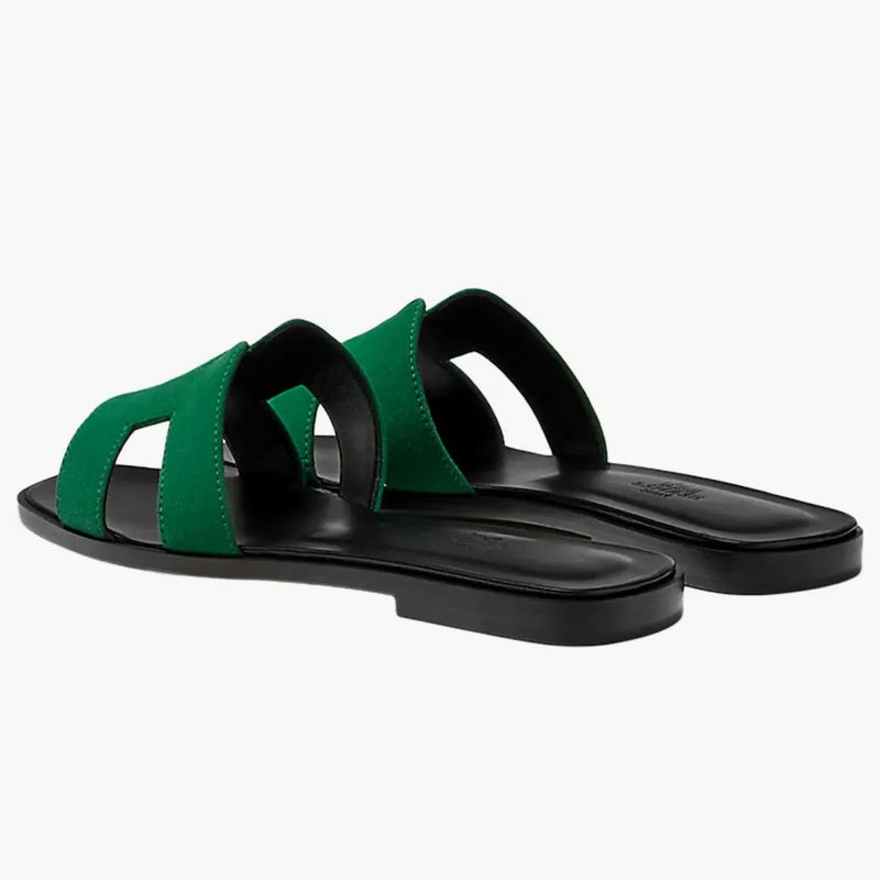Hermes Oran Sandal Vert Elektrique Suede Goatskin