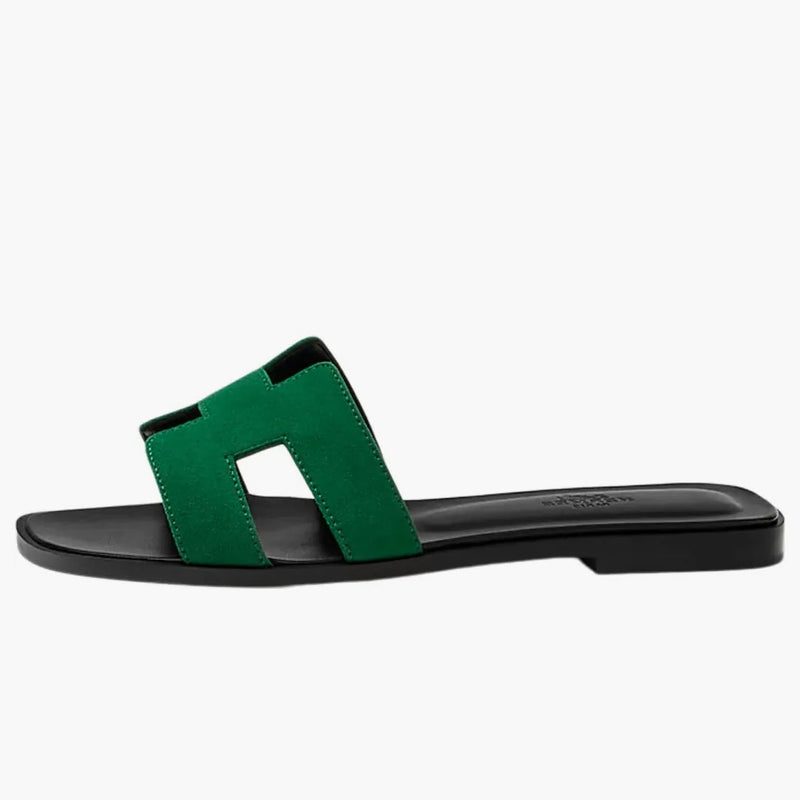 Hermes Oran Sandal Vert Elektrique Suede Goatskin