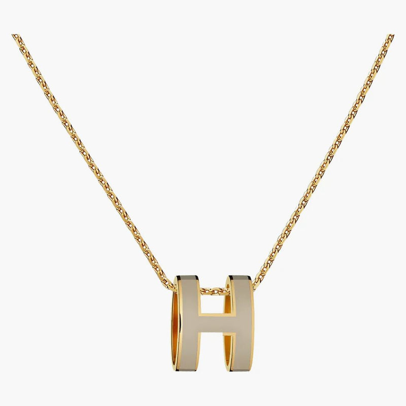 Hermes Mini Pop H Pendant Gold-tone Marron Glace