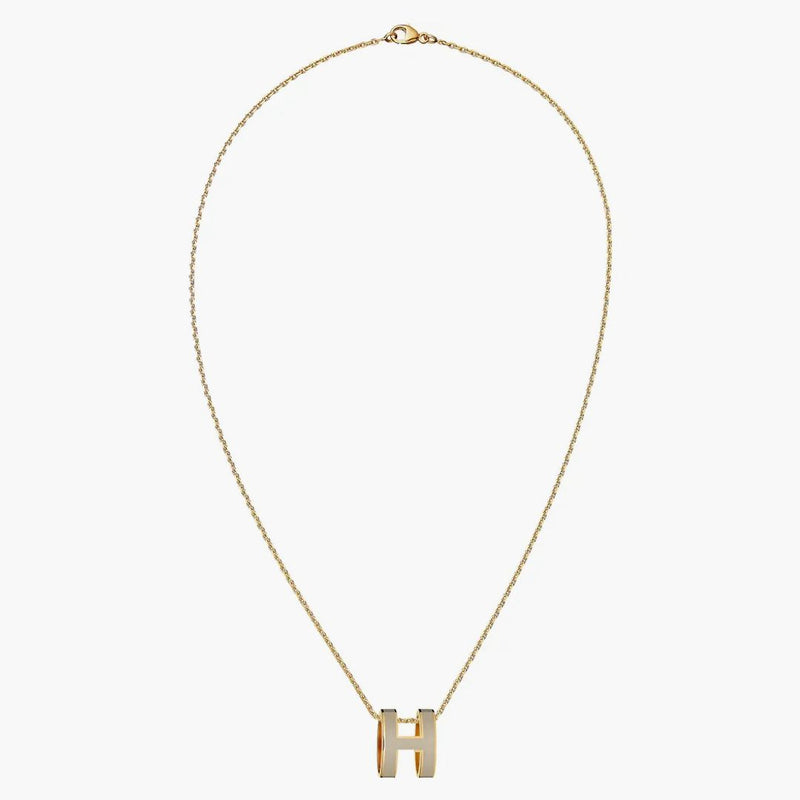 Hermes Mini Pop H Pendant Gold-tone Marron Glace