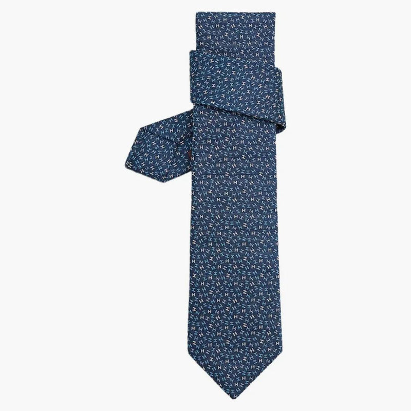 HERMES TIE TIE TIE 7 H ROBE du Soir Blue
