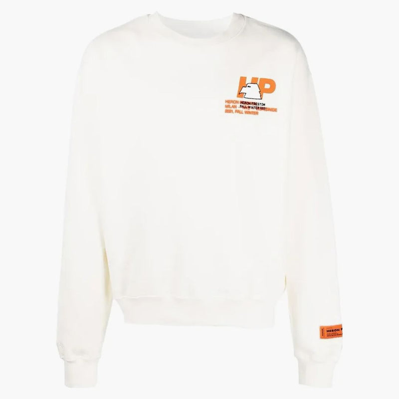Heron Preston Hp Eagle Trading Crewneck Cream/orange/light Blue