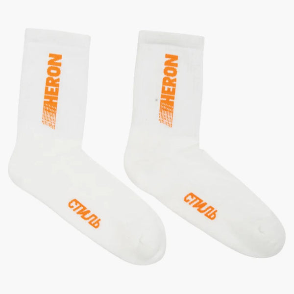 Heron Preston Racing Logo Socks (ss19) White/orange