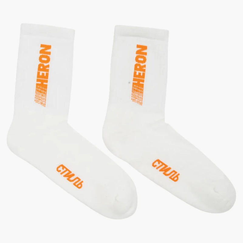 Heron Preston Racing Logo Socks (ss19) White/orange