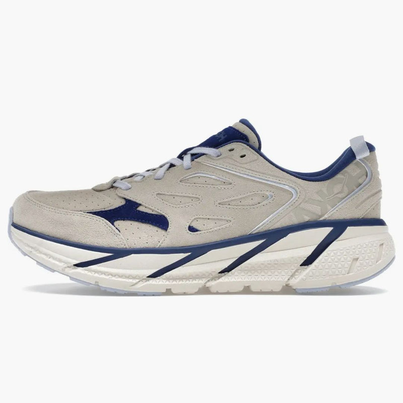 Hoka One One Clifton L Suede Oat Milk Bellwether Blue