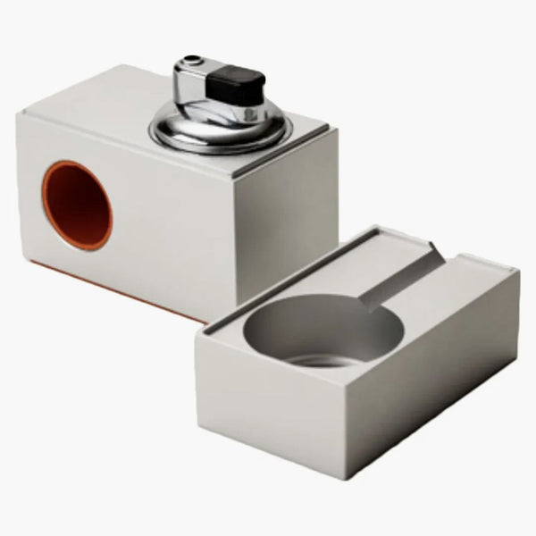 Houseplant Block Table Lighter Orange Leather