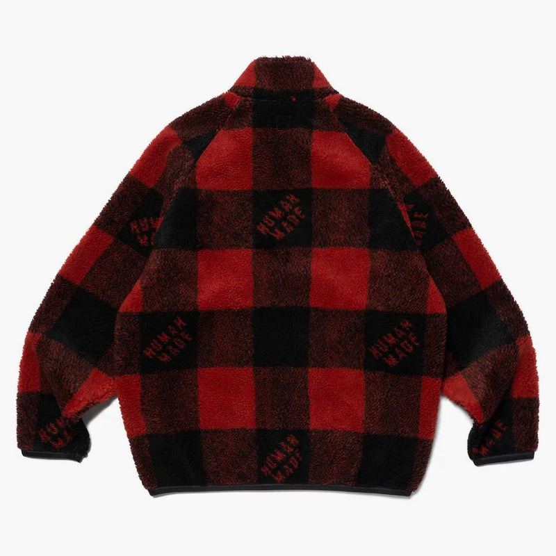 Human Made Check Boa Fleece Jacket Red