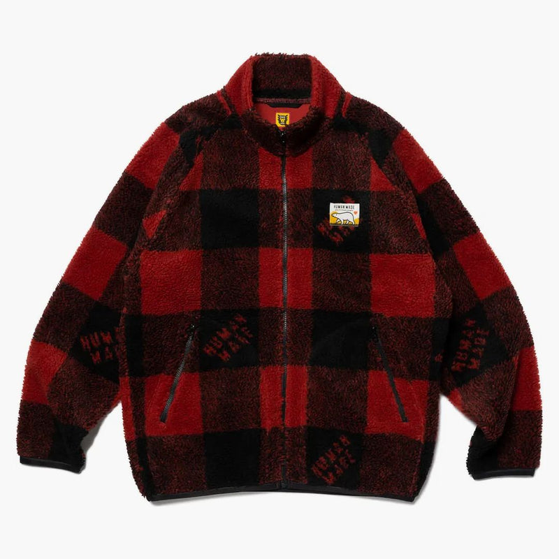 Human Made Check Boa Fleece Jacket Red