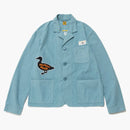 Chaqueta de fábrica hecha por humanos azul