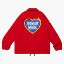 Human Made Heart Logo Coach Jacket Red