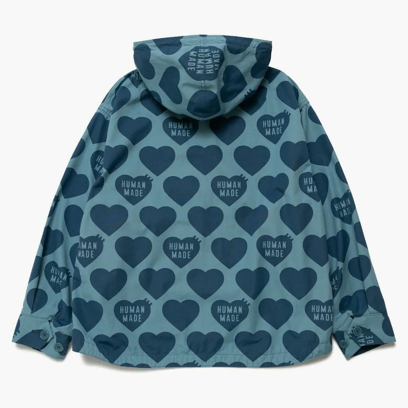 Lidské srdce na zip up parka Blue