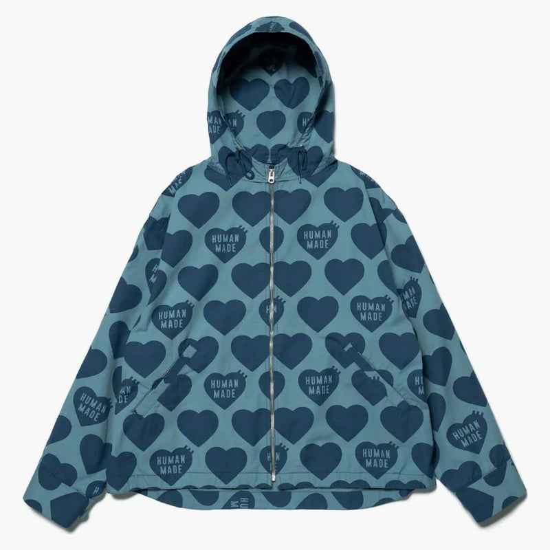 Lidské srdce na zip up parka Blue