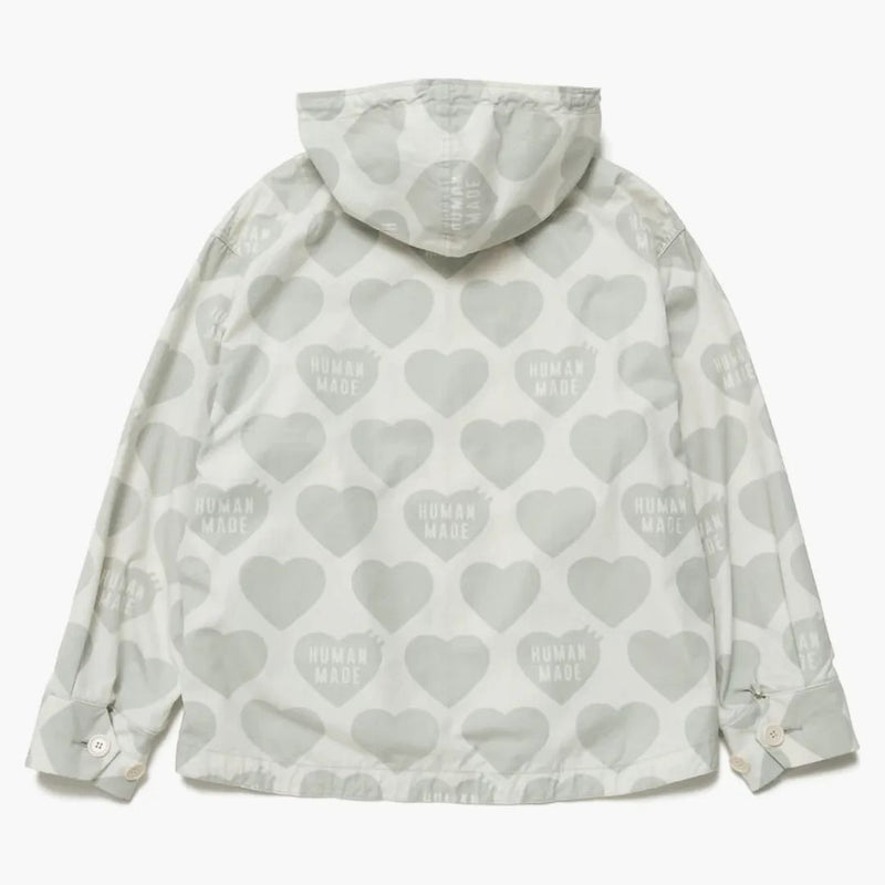 Lidské vyrobené srdce zip-up parka bílá