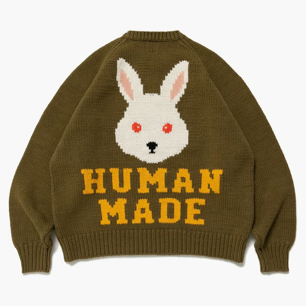 Lidský králík Raglan pletený svetr zelená