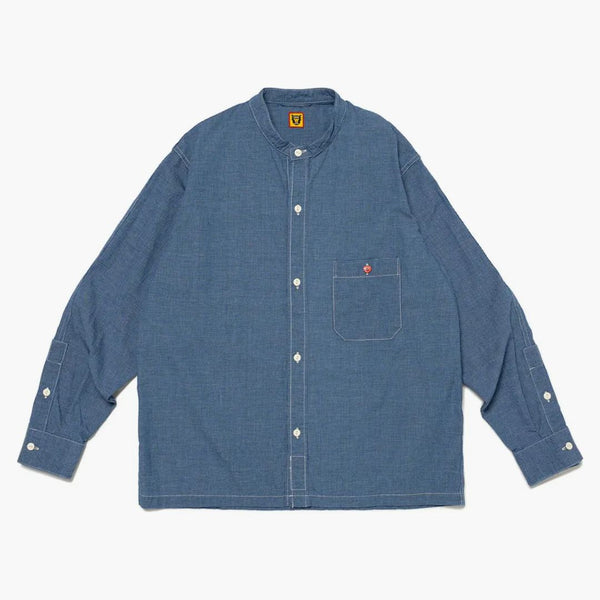 Human made stood collar chambray #1 l/s t-shirt blue