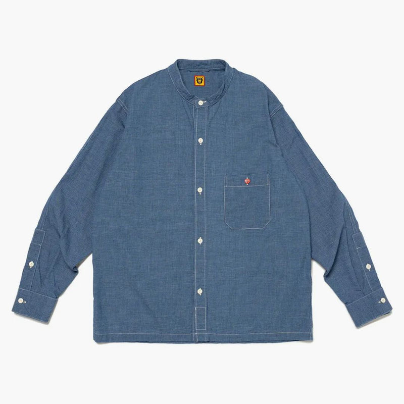 Human made stood collar chambray