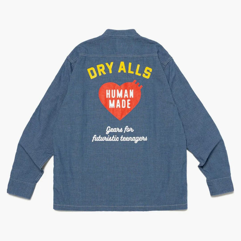 Human made stood collar chambray