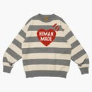 Human Made Striped Heart Knit Sweater Grey