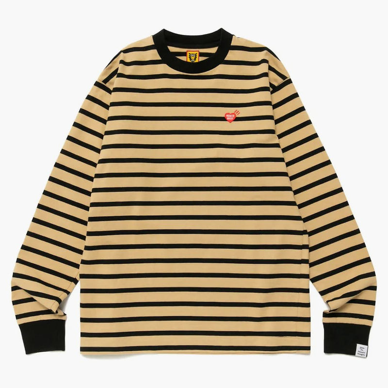 Human made striped l/s t-shirt beige
