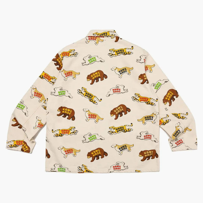 Human Made X Kaws Animal Patterned Coverall Jacket White