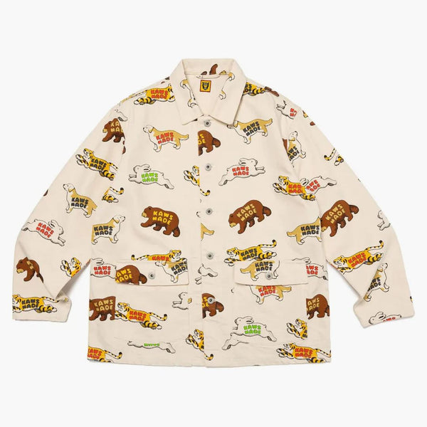 Human Made X Kaws Animal Patterned Coverall Jacket White