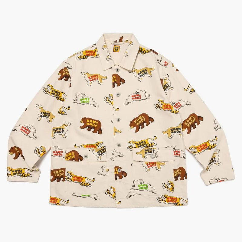 Human Made X Kaws Animal Patterned Coverall Jacket White