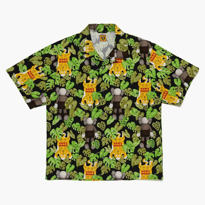 Humano hecho x kaws hecha camisa de aloha negra