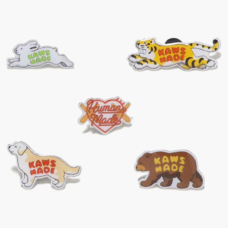 Human Made X Kaws Pin Badge Set (5 Piece) Multicolor