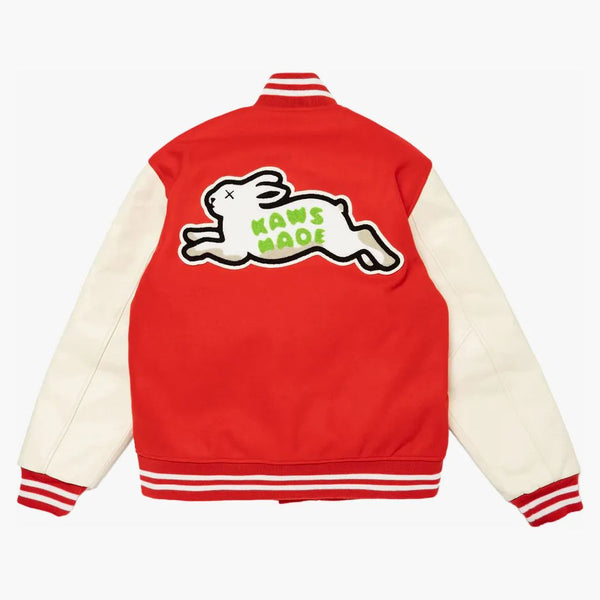 Human Made X Kaws Varsity I Jacket Red