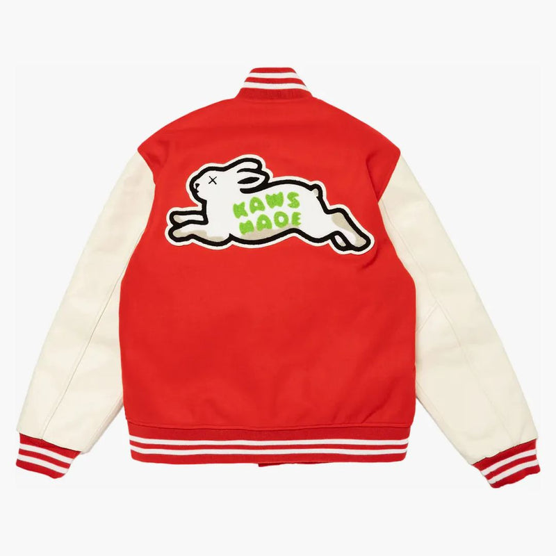 Human Made X Kaws Varsity I Jacket Red