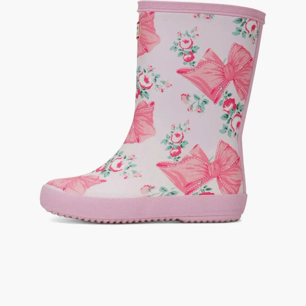 Hunter First Classic Rain Boots Loveshackfancy Pink Bow Print (TD)