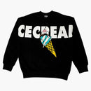 Suéter de tripulación de cabeza de cono de helado negro