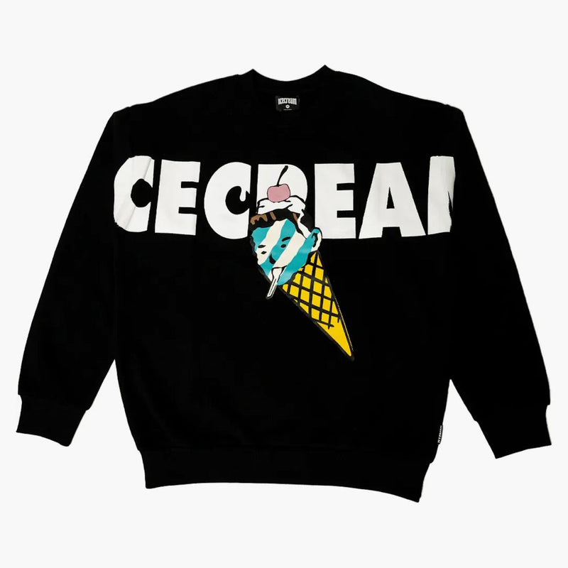 Ice Cream Cone Head Crew Sweater Black