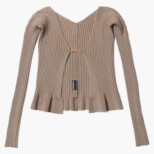 Jacquemus La Maille Pralu Longue Top Dark Beige