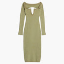 Jacquemus La Robe Maille Pampero Off-the-shoulder Polo Dress Multi-green