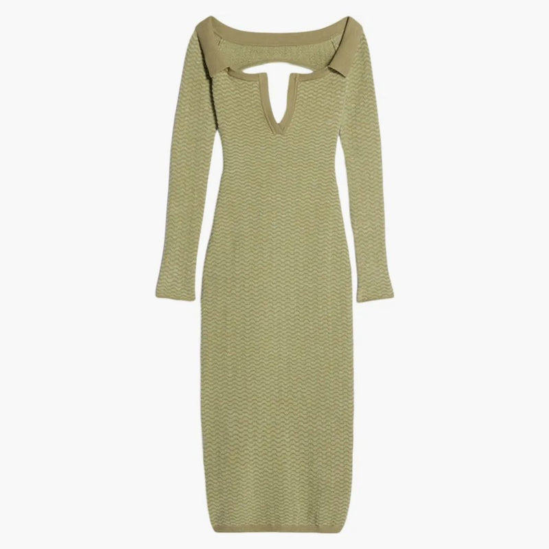 Jacquemus La Robe Maille Pampero Off-the-shoulder Polo Dress Multi-green