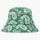 Jacquemus Le Bob Gadjo Bow Knotted Bucket Hat Print Pop Green Paisley