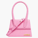 Jacquemus Le Chiquito Moyen Signature Handbag Croco Embossed Pink
