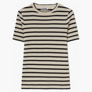 Jil Sander Women's Stripe Cotton T-shirt Beige/black