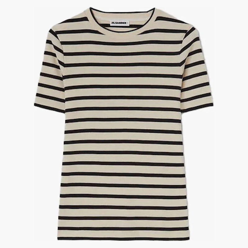 Jil Sander Women's Stripe Cotton T-shirt Beige/black