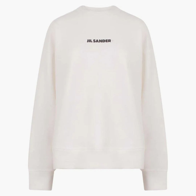 Jil Sander Woman Cotton Logo Print Sweatshirt Beige