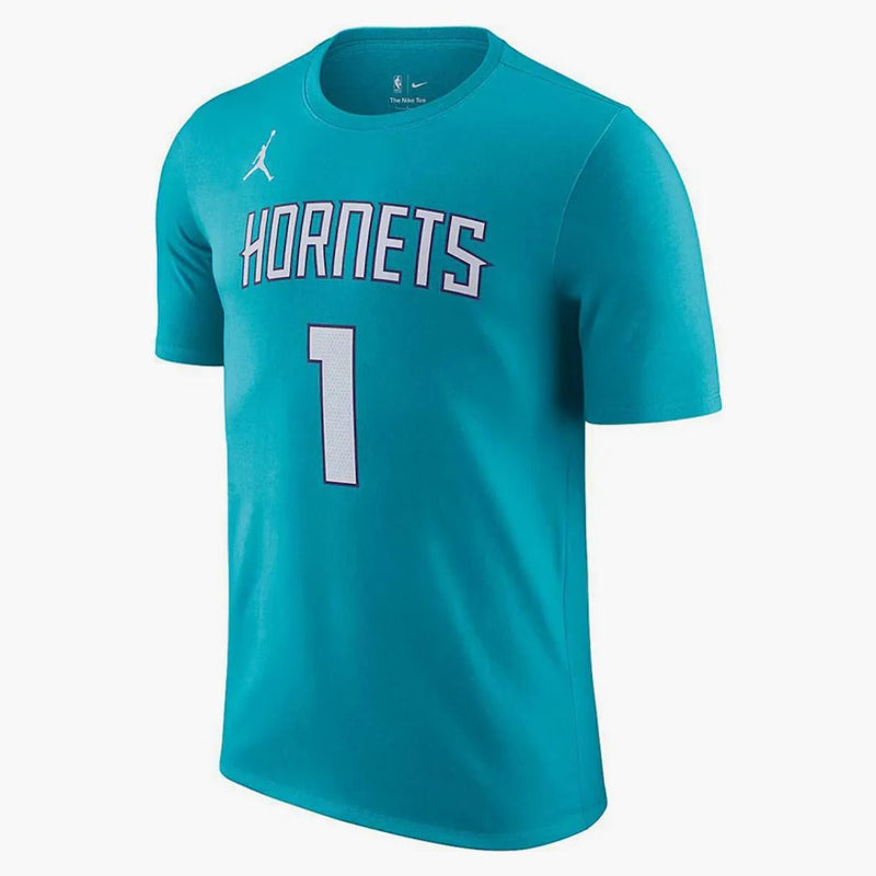 Jordan Nba Charlotte Hornets Lamelo Ball N&n Icon T-shirt Teal/white