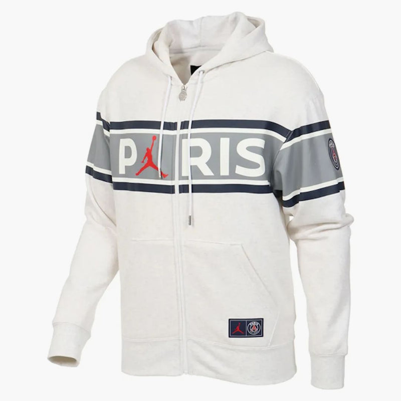 Jordan Psg Zip Up Hoodie Birch Heather/university Red