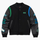 Jordan X Aleali May Varsity Jacket (asia Sizing) Black Game Royal Pine Green